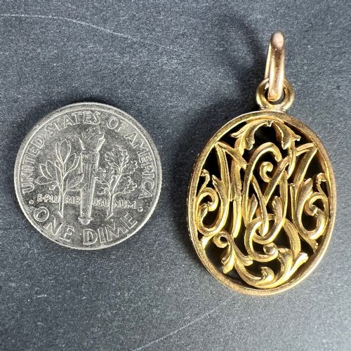 ANTIQUE FRENCH 18K YELLOW GOLD OMMO INITIALS MONOGRAM CHARM PENDANT - ADDITIONAL PHOTO 11