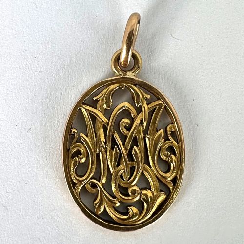 ANTIQUE FRENCH 18K YELLOW GOLD OMMO INITIALS MONOGRAM CHARM PENDANT - ADDITIONAL PHOTO 12