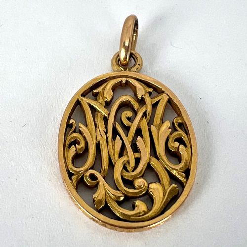ANTIQUE FRENCH 18K YELLOW GOLD OMMO INITIALS MONOGRAM CHARM PENDANT - ADDITIONAL PHOTO 13