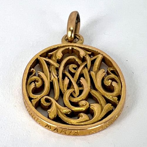 ANTIQUE FRENCH 18K YELLOW GOLD OMMO INITIALS MONOGRAM CHARM PENDANT - ADDITIONAL PHOTO 14