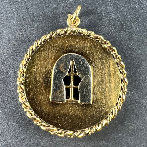 FRENCH OPEN WINDOW LOVE HEART 18K YELLOW GOLD GEM SET PENDANT - ADDITIONAL PHOTO 2