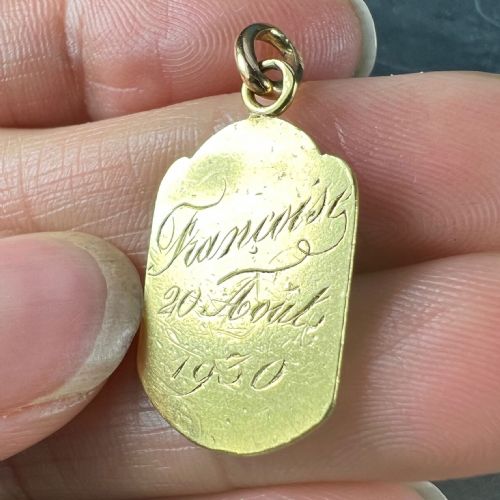 FRENCH RELIGIOUS 18K YELLOW GOLD ST THERESE CHARM PENDANT - ADDITIONAL PHOTO 8