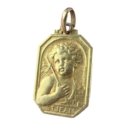 FRENCH SAINT JOHN THE BAPTIST JEAN 18K YELLOW GOLD CHARM PENDANT