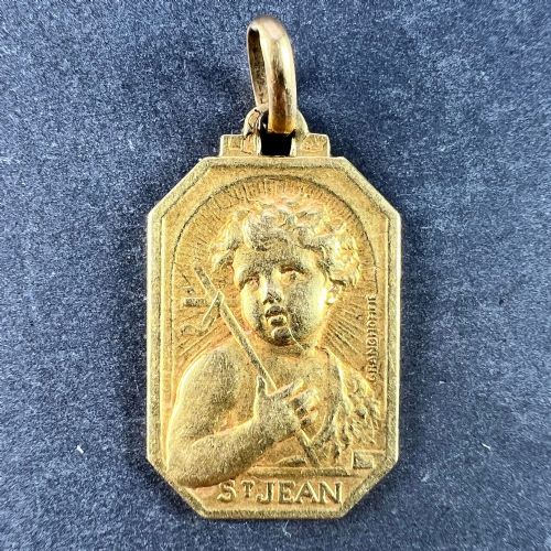 FRENCH SAINT JOHN THE BAPTIST JEAN 18K YELLOW GOLD CHARM PENDANT - ADDITIONAL PHOTO 1