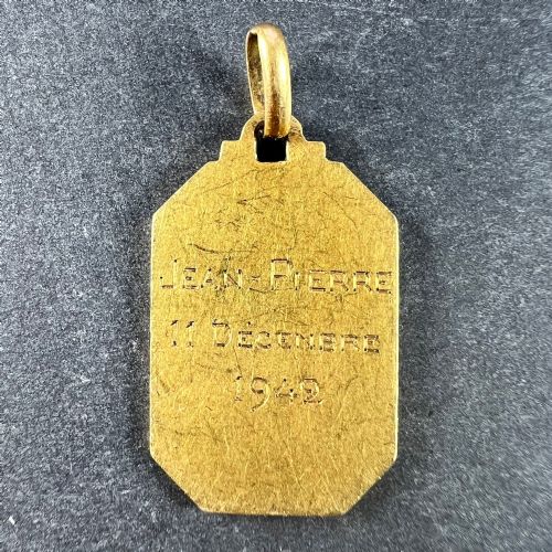 FRENCH SAINT JOHN THE BAPTIST JEAN 18K YELLOW GOLD CHARM PENDANT - ADDITIONAL PHOTO 2