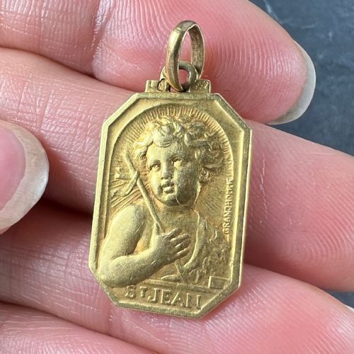 FRENCH SAINT JOHN THE BAPTIST JEAN 18K YELLOW GOLD CHARM PENDANT - ADDITIONAL PHOTO 4