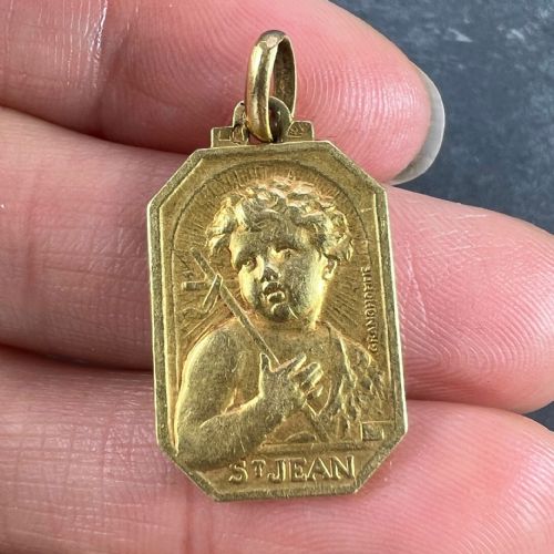 FRENCH SAINT JOHN THE BAPTIST JEAN 18K YELLOW GOLD CHARM PENDANT - ADDITIONAL PHOTO 5