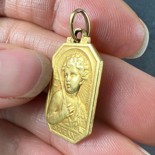 FRENCH SAINT JOHN THE BAPTIST JEAN 18K YELLOW GOLD CHARM PENDANT - ADDITIONAL PHOTO 6
