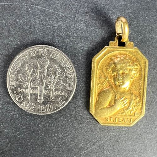 FRENCH SAINT JOHN THE BAPTIST JEAN 18K YELLOW GOLD CHARM PENDANT - ADDITIONAL PHOTO 9