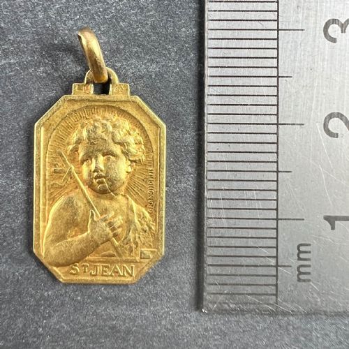 FRENCH SAINT JOHN THE BAPTIST JEAN 18K YELLOW GOLD CHARM PENDANT - ADDITIONAL PHOTO 10
