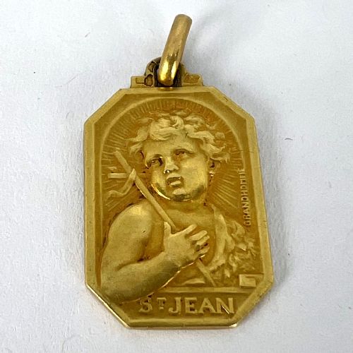 FRENCH SAINT JOHN THE BAPTIST JEAN 18K YELLOW GOLD CHARM PENDANT - ADDITIONAL PHOTO 12