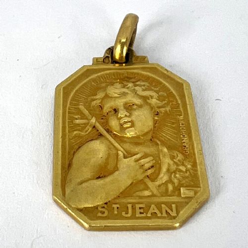 FRENCH SAINT JOHN THE BAPTIST JEAN 18K YELLOW GOLD CHARM PENDANT - ADDITIONAL PHOTO 13