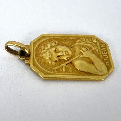 FRENCH SAINT JOHN THE BAPTIST JEAN 18K YELLOW GOLD CHARM PENDANT - ADDITIONAL PHOTO 14