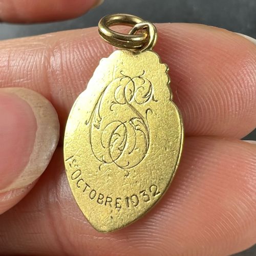FRENCH RELIGIOUS VIRGIN MARY 18K YELLOW GOLD MEDAL PENDANT - ADDITIONAL PHOTO 7