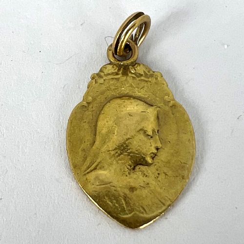 FRENCH RELIGIOUS VIRGIN MARY 18K YELLOW GOLD MEDAL PENDANT - ADDITIONAL PHOTO 10