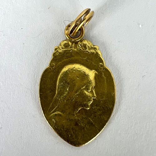 FRENCH RELIGIOUS VIRGIN MARY 18K YELLOW GOLD MEDAL PENDANT - ADDITIONAL PHOTO 11