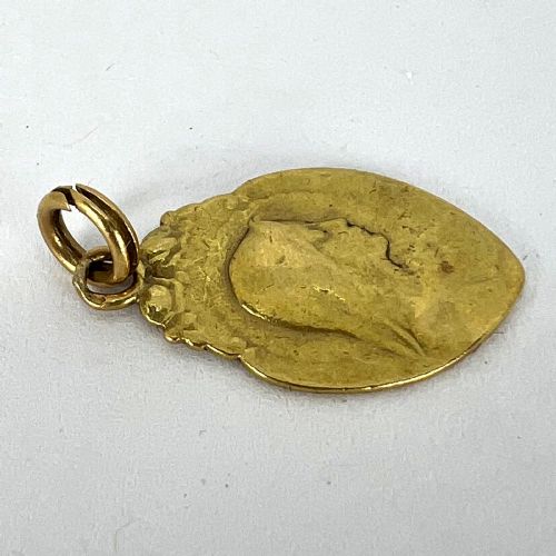 FRENCH RELIGIOUS VIRGIN MARY 18K YELLOW GOLD MEDAL PENDANT - ADDITIONAL PHOTO 13