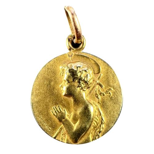 FRENCH TAIRAC SAINT JOHN THE BAPTIST JEAN 18K YELLOW GOLD CHARM PENDANT