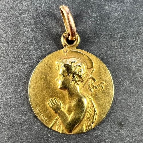FRENCH TAIRAC SAINT JOHN THE BAPTIST JEAN 18K YELLOW GOLD CHARM PENDANT - ADDITIONAL PHOTO 2