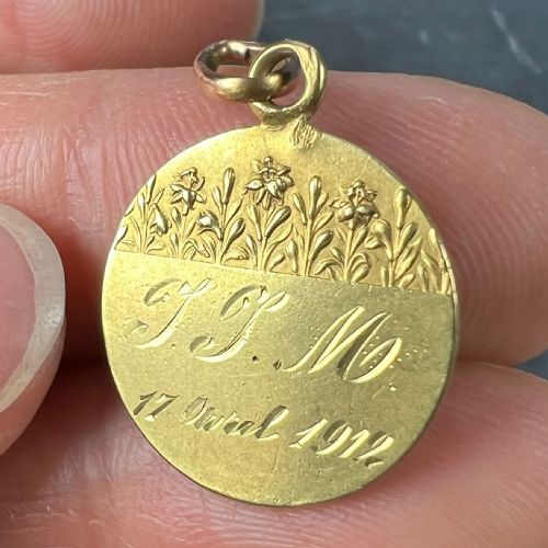 FRENCH TAIRAC SAINT JOHN THE BAPTIST JEAN 18K YELLOW GOLD CHARM PENDANT - ADDITIONAL PHOTO 6
