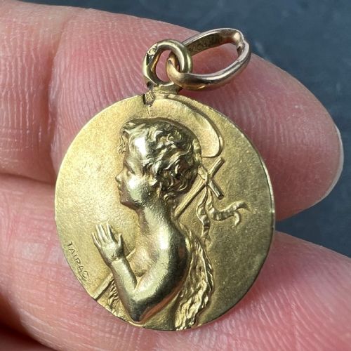 FRENCH TAIRAC SAINT JOHN THE BAPTIST JEAN 18K YELLOW GOLD CHARM PENDANT - ADDITIONAL PHOTO 7
