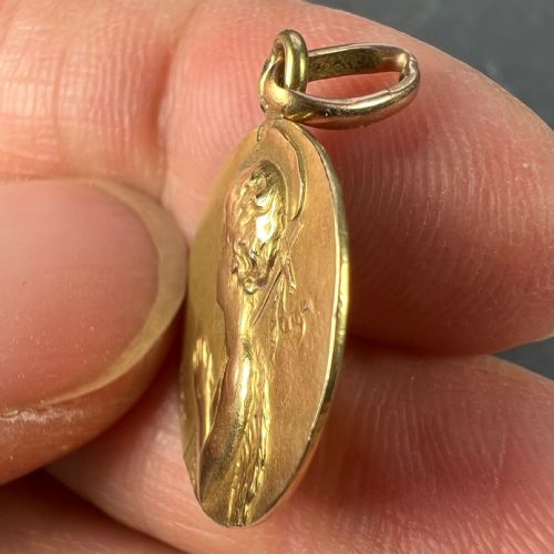 FRENCH TAIRAC SAINT JOHN THE BAPTIST JEAN 18K YELLOW GOLD CHARM PENDANT - ADDITIONAL PHOTO 8