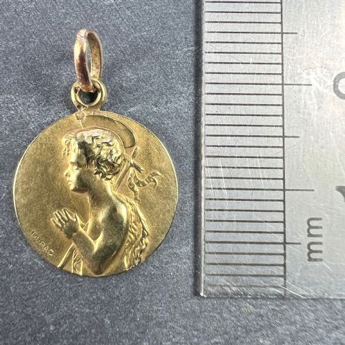 FRENCH TAIRAC SAINT JOHN THE BAPTIST JEAN 18K YELLOW GOLD CHARM PENDANT - ADDITIONAL PHOTO 9