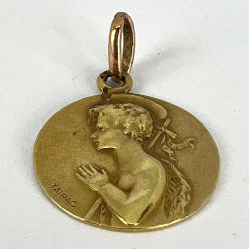 FRENCH TAIRAC SAINT JOHN THE BAPTIST JEAN 18K YELLOW GOLD CHARM PENDANT - ADDITIONAL PHOTO 13