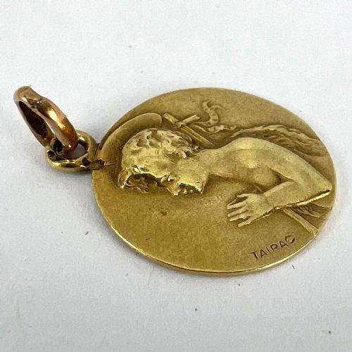 FRENCH TAIRAC SAINT JOHN THE BAPTIST JEAN 18K YELLOW GOLD CHARM PENDANT - ADDITIONAL PHOTO 14