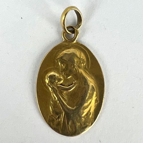 FRENCH DROPSY MADONNA AND CHILD 18K YELLOW GOLD CHARM PENDANT - ADDITIONAL PHOTO 8