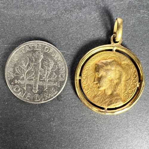 FRENCH DROPSY VIRGIN MARY VIRGO GLORIOSA 18K YELLOW GOLD MEDAL PENDANT - ADDITIONAL PHOTO 10
