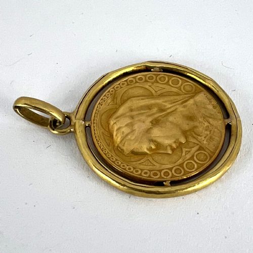 FRENCH DROPSY VIRGIN MARY VIRGO GLORIOSA 18K YELLOW GOLD MEDAL PENDANT - ADDITIONAL PHOTO 14