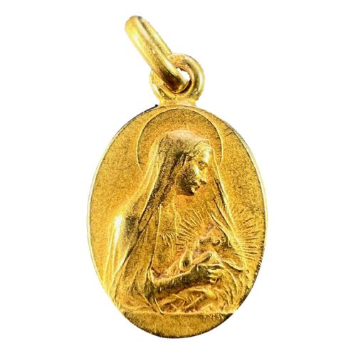 french vern madonna and child 18k yellow gold charm pendant - CATEGORY: ANTIQUE JEWELLERY - DATED 1900