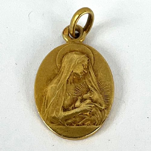 FRENCH VERN MADONNA AND CHILD 18K YELLOW GOLD CHARM PENDANT - ADDITIONAL PHOTO 11