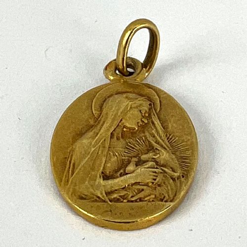 FRENCH VERN MADONNA AND CHILD 18K YELLOW GOLD CHARM PENDANT - ADDITIONAL PHOTO 12