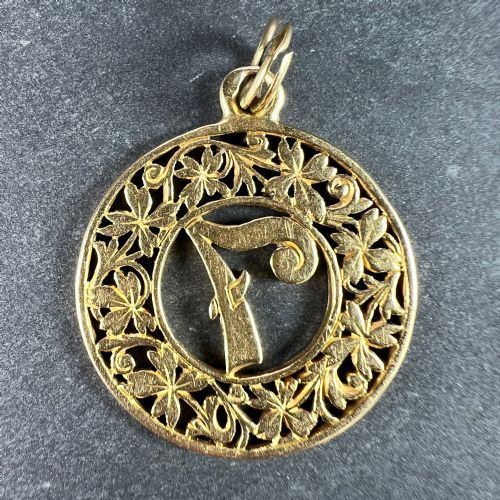 LUCKY 'NUMBER 7' FOUR LEAF CLOVER 18K YELLOW GOLD GOOD LUCK CHARM PENDANT - ADDITIONAL PHOTO 2