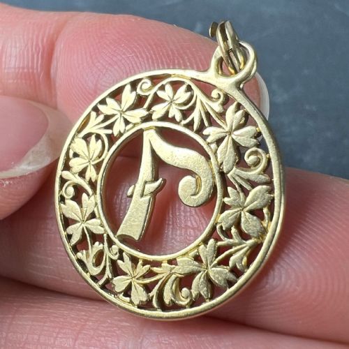 LUCKY 'NUMBER 7' FOUR LEAF CLOVER 18K YELLOW GOLD GOOD LUCK CHARM PENDANT - ADDITIONAL PHOTO 6