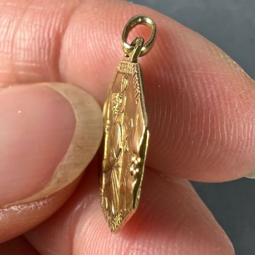 FRENCH THIERY SAINT CHRISTOPHER TRIUMPH OF SPEED 18K YELLOW GOLD CHARM PENDANT - ADDITIONAL PHOTO 6