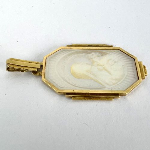 FRENCH ST THERESE MOTHER OF PEARL 18K YELLOW GOLD CHARM PENDANT - ADDITIONAL PHOTO 13