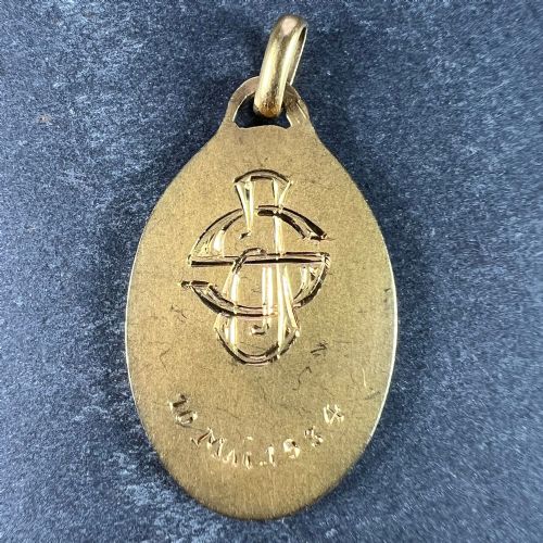 FRENCH AUGIS MAZZONI VIRGIN MARY 18K YELLOW GOLD PENDANT - ADDITIONAL PHOTO 2