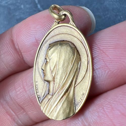FRENCH AUGIS MAZZONI VIRGIN MARY 18K YELLOW GOLD PENDANT - ADDITIONAL PHOTO 4
