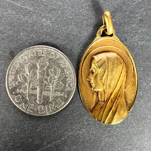 FRENCH AUGIS MAZZONI VIRGIN MARY 18K YELLOW GOLD PENDANT - ADDITIONAL PHOTO 9