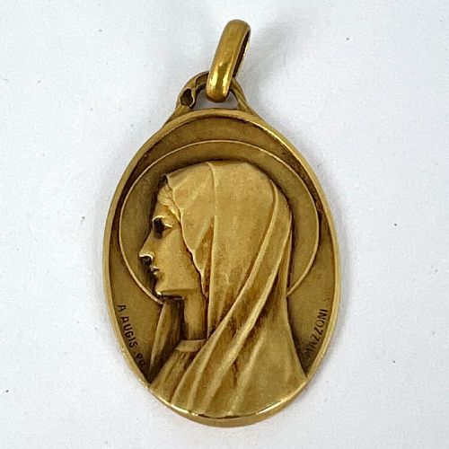 FRENCH AUGIS MAZZONI VIRGIN MARY 18K YELLOW GOLD PENDANT - ADDITIONAL PHOTO 11
