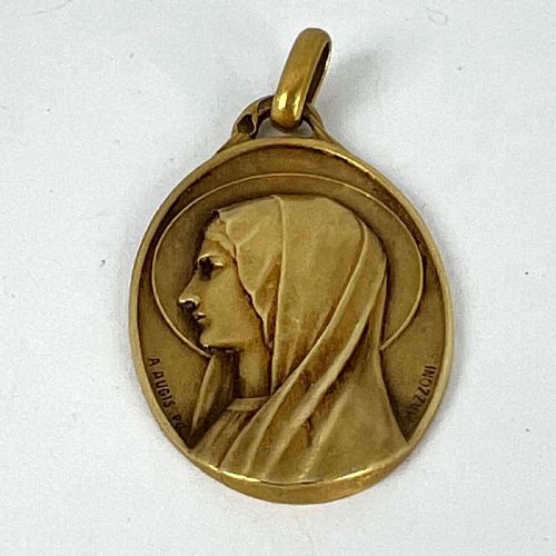 FRENCH AUGIS MAZZONI VIRGIN MARY 18K YELLOW GOLD PENDANT - ADDITIONAL PHOTO 12
