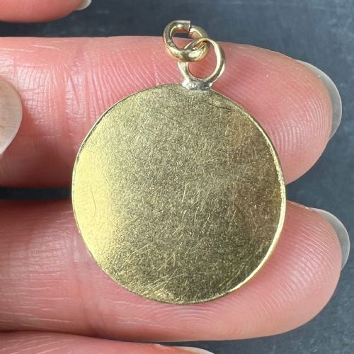FRENCH BONHEUR GOOD LUCK 18K YELLOW GOLD LUCKY CHARM MEDAL PENDANT - ADDITIONAL PHOTO 8