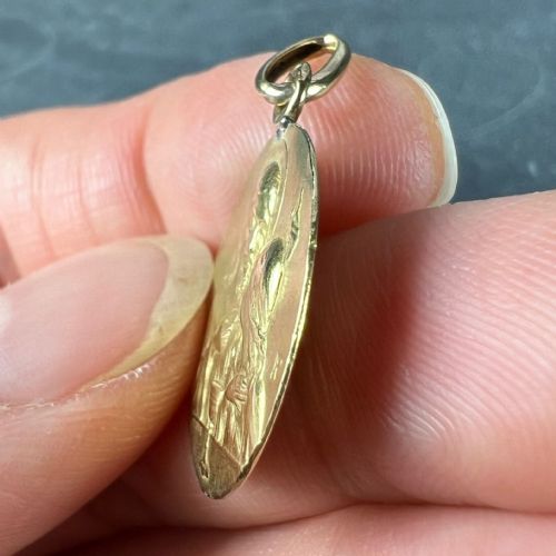 FRENCH LASSERRE JESUS CHRIST COMMUNION 18K YELLOW GOLD MEDAL CHARM PENDANT - ADDITIONAL PHOTO 6