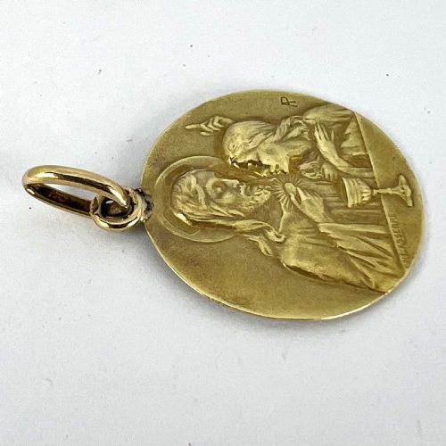 FRENCH LASSERRE JESUS CHRIST COMMUNION 18K YELLOW GOLD MEDAL CHARM PENDANT - ADDITIONAL PHOTO 13
