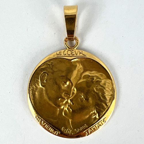 FRENCH MONIER LOVE HEART 'LE COEUR NE VIEILLIT JAMAIS' 18K YELLOW GOLD MEDAL PENDANT - ADDITIONAL PHOTO 10