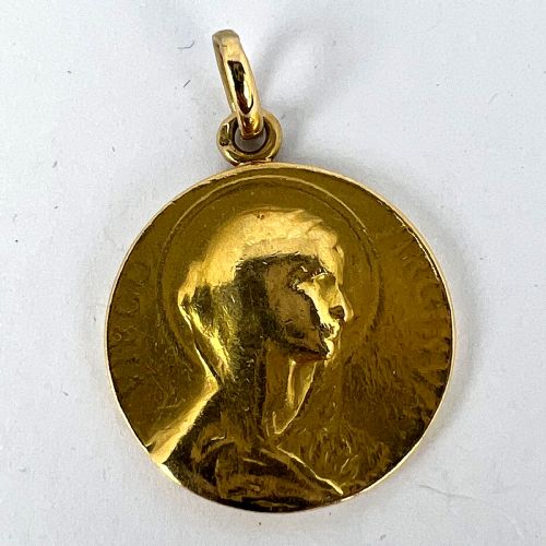 FRENCH 18K YELLOW GOLD VIRGIN MARY VIRGO VIRGINUM MEDAL PENDANT - ADDITIONAL PHOTO 11