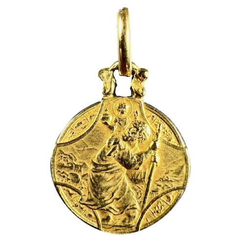 french zodiac saint christopher triumph of speed 18k yellow gold charm pendant - CATEGORY: ANTIQUE JEWELLERY - DATED 1910